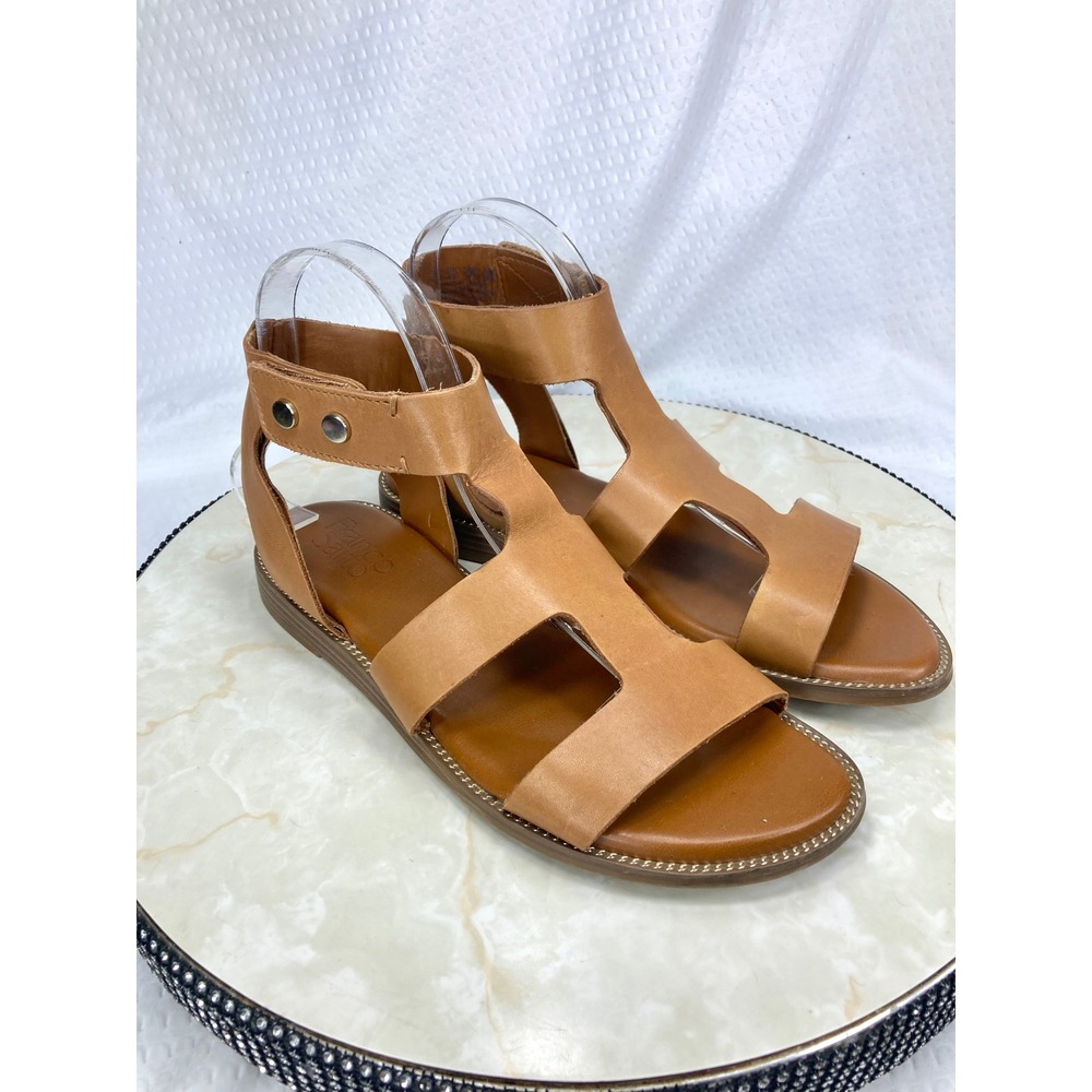 Franco Sarto Genevia Leather Gladiator Sandals Womens 7.5 Brown Summer Chic Flat